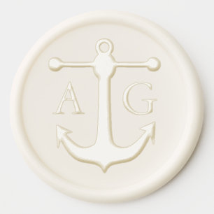 Nautical Wedding Monogram With Anchor Wax Seal Sticker