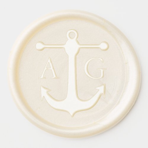 Nautical Wedding Monogram With Anchor Wax Seal Sticker