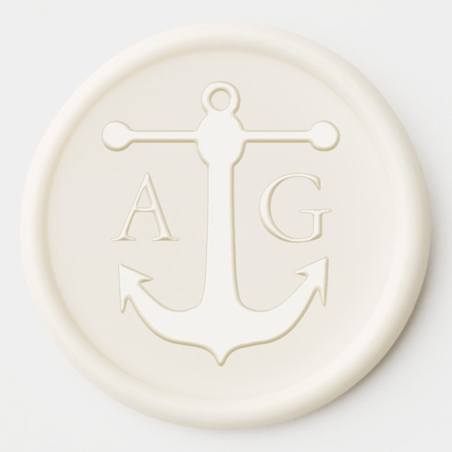 Nautical Wedding Monogram With Anchor Wax Seal Sticker (Front)