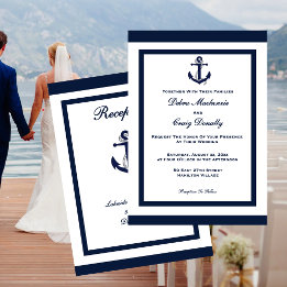 Nautical Wedding Navy Anchor Invitation