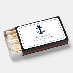 Nautical Wedding Navy Blue Anchor Custom Matchboxes