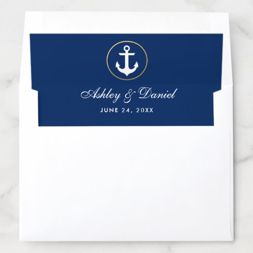 Nautical Wedding Navy Blue Anchor Wedding Envelope Liner