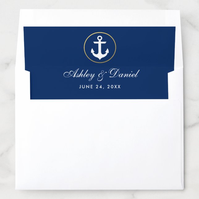 Nautical Wedding Navy Blue Anchor Wedding Envelope Liner (In Envelope)