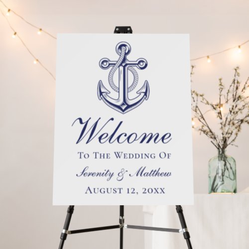 Nautical Wedding Navy Blue Anchor Welcome Sign