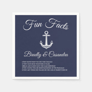 Nautical Wedding Navy Blue and White Fun Facts Napkins