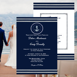 Nautical Wedding Navy White Anchor Invitation