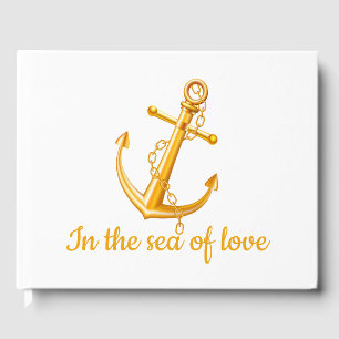 Nautical Wedding Orange Anchor Beach Summer Ocean Guest Book
