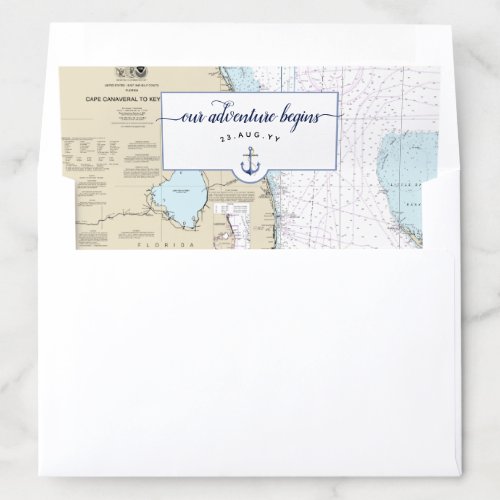 Nautical Wedding Our Adventure Begins | Florida Envelope Liner
