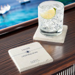 Nautical Wedding Party Groomsman Gift Stone Coaster<br><div class="desc">Wedding party gift coaster with nautical theme to personalize for each of the members in your wedding party. The custom text includes your guest name, role or relation and, the name of the bride and groom and their wedding date. If you want to venture into the design tool, you are...</div>