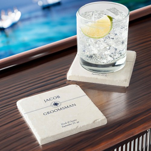 Nautical Wedding Party Groomsman Gift Stone Coaster