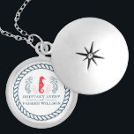 Nautical Wedding Personalized Gift Locket Necklace<br><div class="desc">Modern Nautical Wedding design. Easy to Personalize. If you have any questions feel free to contact me. Perfect for Summer Wedding Celebrations. Matching products can be found in Nautical Wedding collection. You are welcome to visit my store for more beautiful products.</div>
