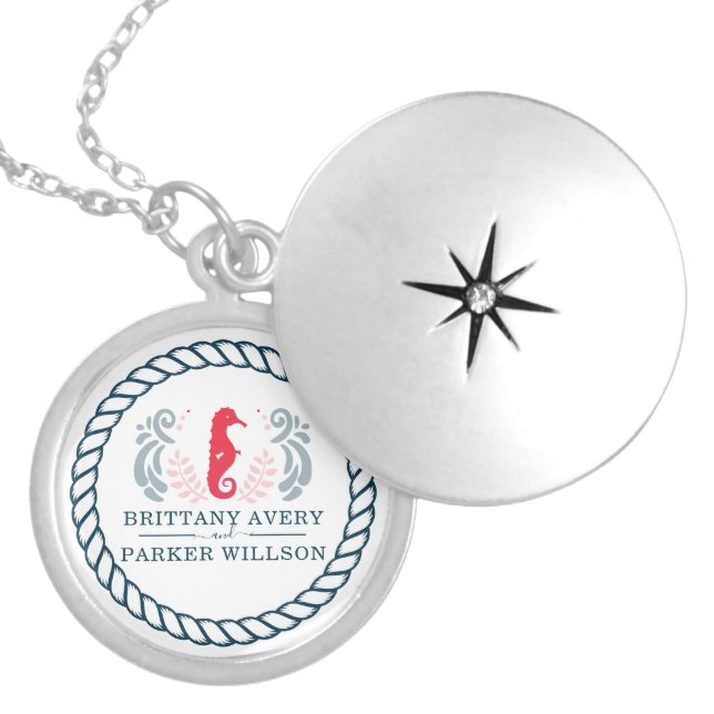 Nautical Wedding Personalized Gift Locket Necklace (Front)