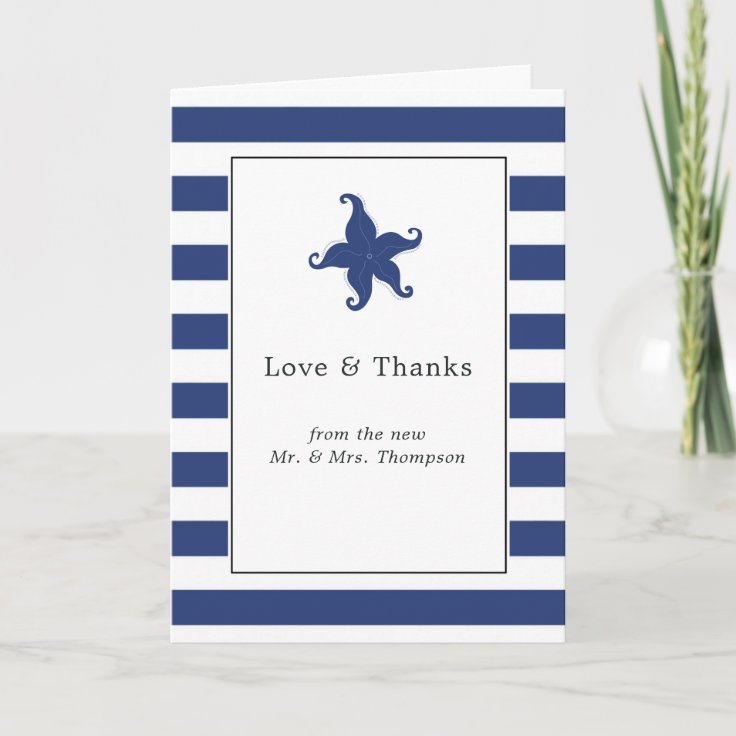 Nautical Wedding Photo Thank You Card Zazzle
