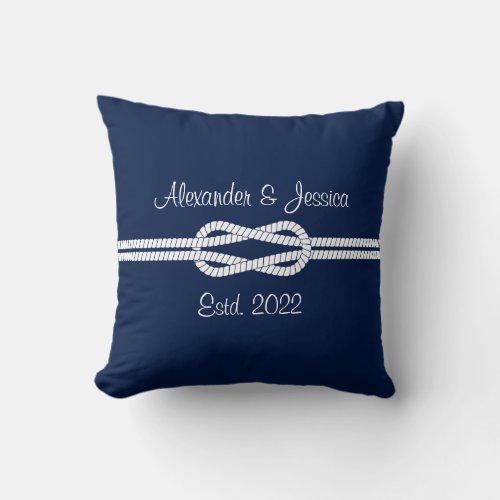 Nautical Wedding Pillow Blue White Rope