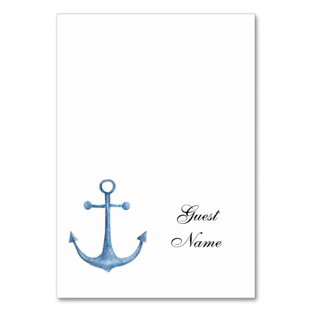 Nautical wedding place card Beach table name Blue (Front)