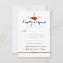 Nautical Wedding Red, White, &amp; Blue Semi-Formal RSVP Card