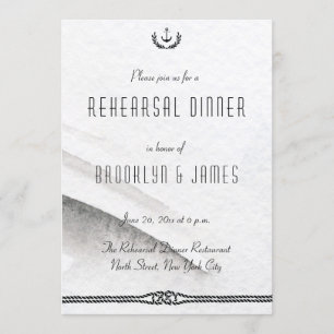Nautical Wedding Rehearsal Invitation Gray White