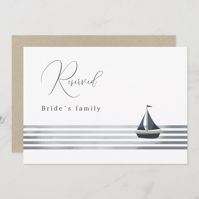 nautical wedding reserved sign invitation (Front/Back)