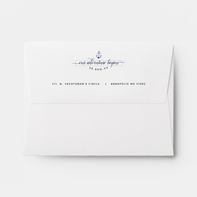 Nautical Wedding RSVP Annapolis Maryland Map Envelope (Back (Top Flap))