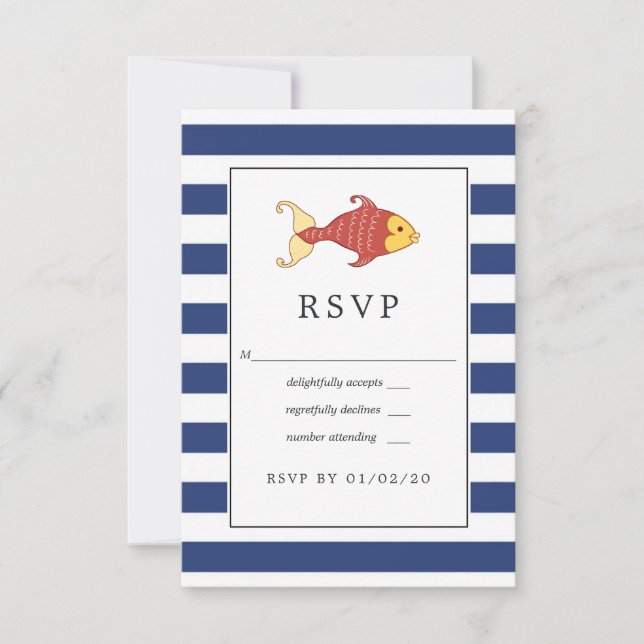 Nautical Wedding RSVP Card (Front)