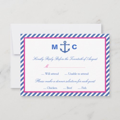 Nautical Wedding RSVP Card