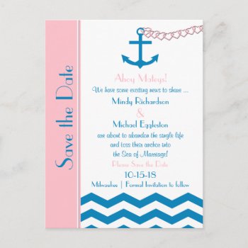 Nautical Wedding Save The Date Postcard by henishouseofpaper at Zazzle