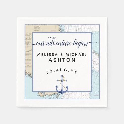 Nautical Wedding Script Typography Dated Florida Napkins