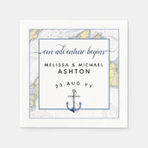 Nautical Wedding Script Typography Dated Napkins