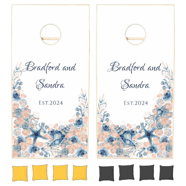 Nautical Wedding Seashells  Roses  Lawn Game  (Set)