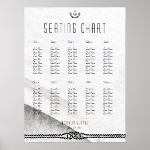 Nautical Wedding Seating Chart 18x24 Gray White