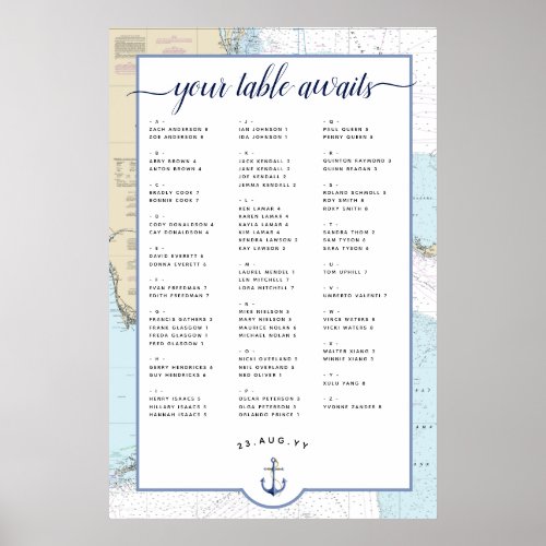Nautical Wedding Seating Chart  South Florida