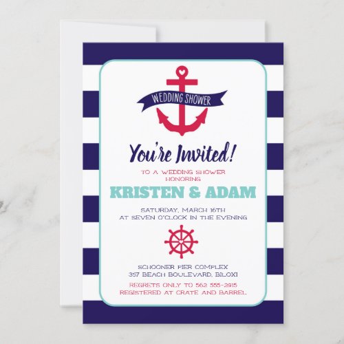 Nautical Wedding Shower Invitation  Anchors Aweigh