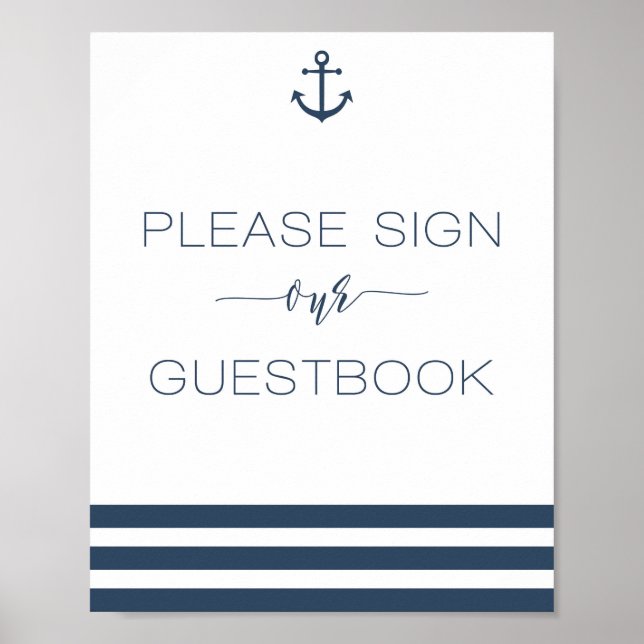 Nautical Wedding Sign Our Guest Book (Front)
