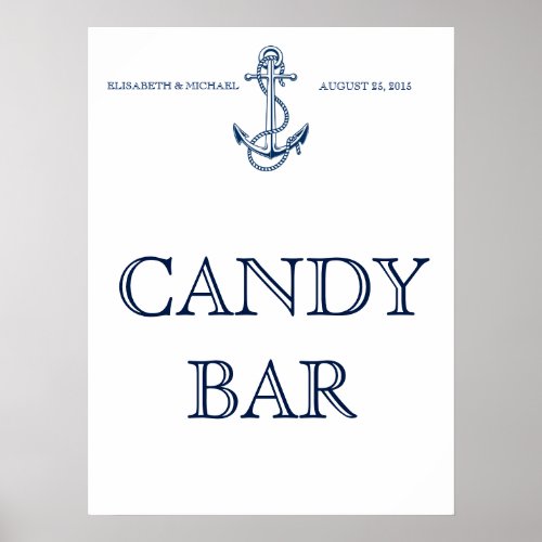 Nautical wedding signage Candy Bar or your text Poster