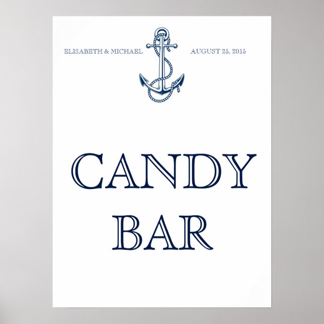 Nautical wedding signage, Candy Bar or your text Poster (Front)