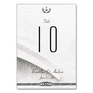 Nautical Wedding Table Numbers Gray And White