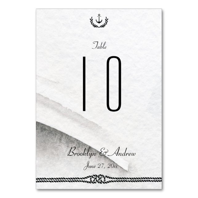 Nautical Wedding Table Numbers Gray And White (Front)