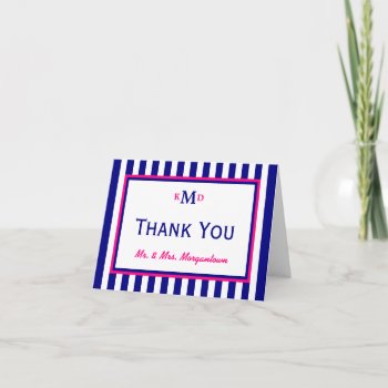 Nautical Wedding Thank You Card Pink And Navy by henishouseofpaper at Zazzle