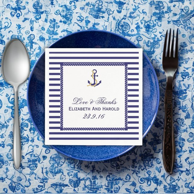 Nautical Wedding Thank You Paper Napkins (Nautical Wedding Thank You Paper Napkins)