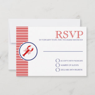 Nautical Wedding Theme RSVP Red Lobster Custom