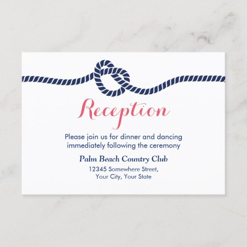 Nautical Wedding Tying the Knot Reception Enclosure Card