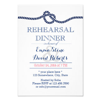Nautical Wedding Tying the Knot Rehearsal Dinner Invitation