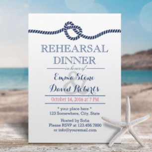 Nautical Wedding Tying the Knot Rehearsal Dinner Invitation