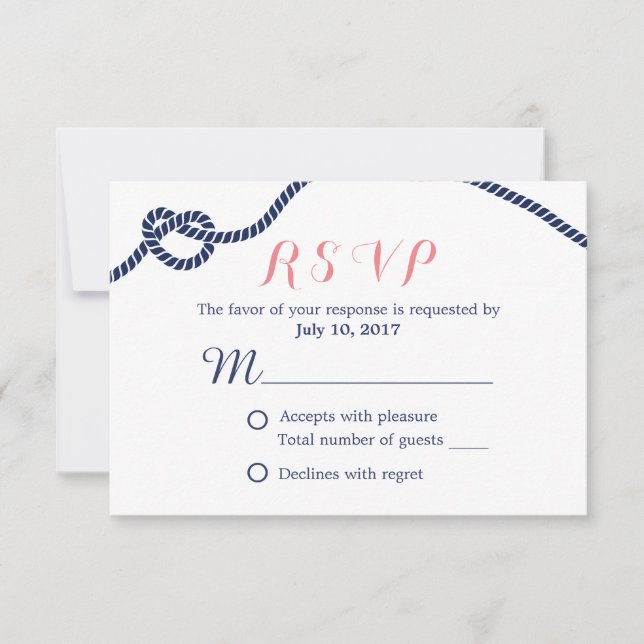 Nautical Wedding Tying the Knot RSVP Card (Front)