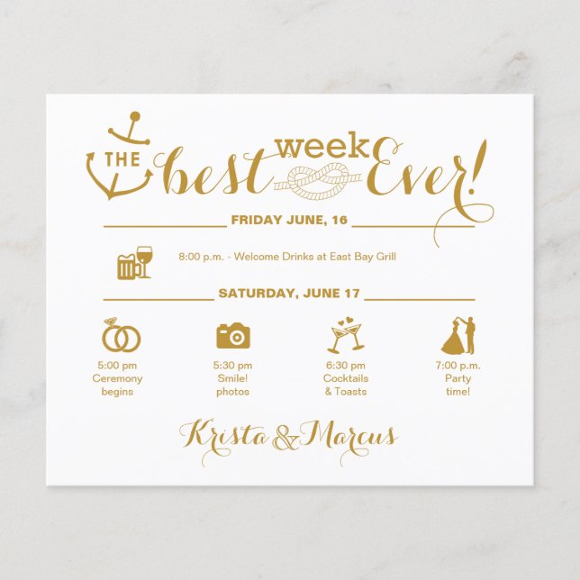 Nautical Wedding Week Itinerary (Front)