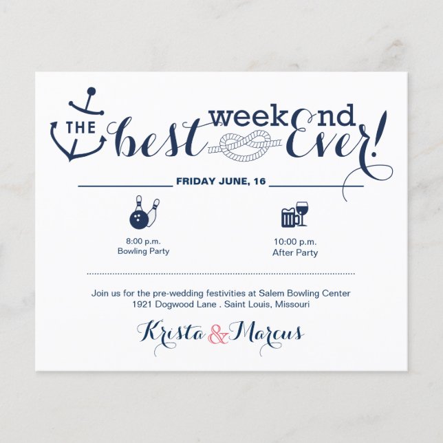 Nautical Wedding Weekend Itinerary 2 (Front)