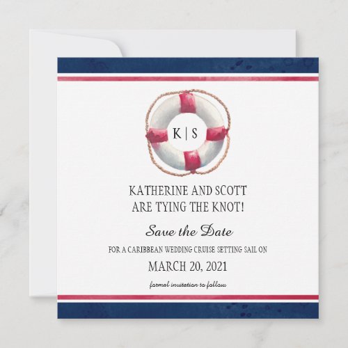 Nautical Wedding with Hand Painted Life Preserver Save The Date