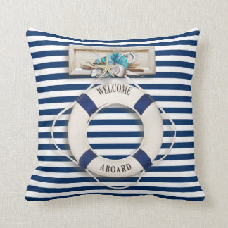 Nautical - "Welcome Aboard" (1) Throw Pillow