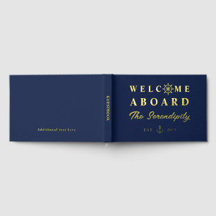 Nautical Welcome Aboard Add Name Boat Foil Guest Book