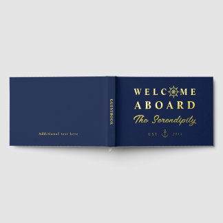 Nautical Welcome Aboard Add Name Boat Foil Guest Book